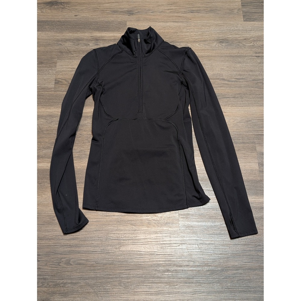 Lululemon Athletica Black Long Sleeve Half Zip Workout Top Shirt Size 4 LW3BL1SX